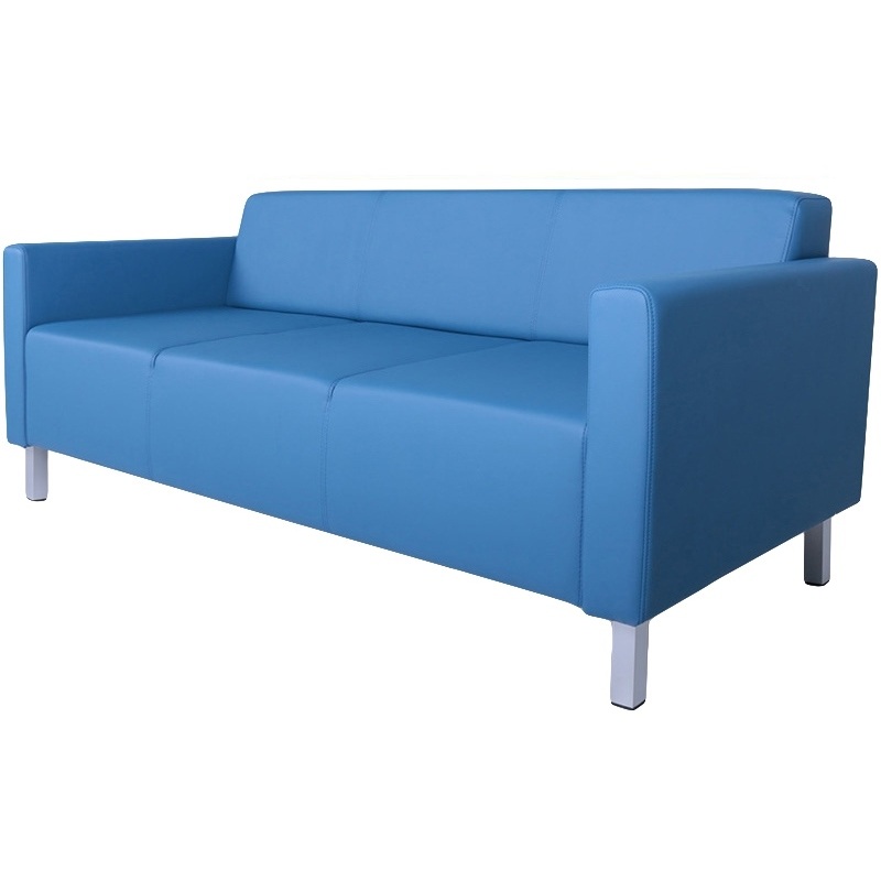 Изображение товара Диван трехместный Евро синий из искусственной кожи