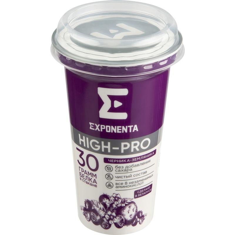 Изображение товара Кисломолочный напиток Exponenta High-Pro черника-земляника 250 г для здоровья
