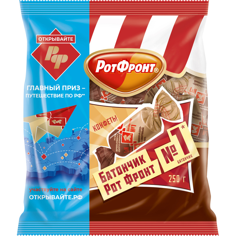Изображение товара Конфеты шоколадные Рот Фронт Батончики с шоколадно-сливочным вкусом 250 г