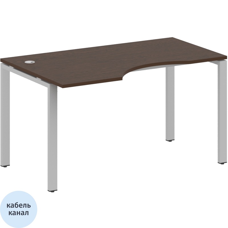 Изображение товара Эргономичный письменный стол Metal System Style БП.СА-2 Л венге серый 1400x900x750 мм