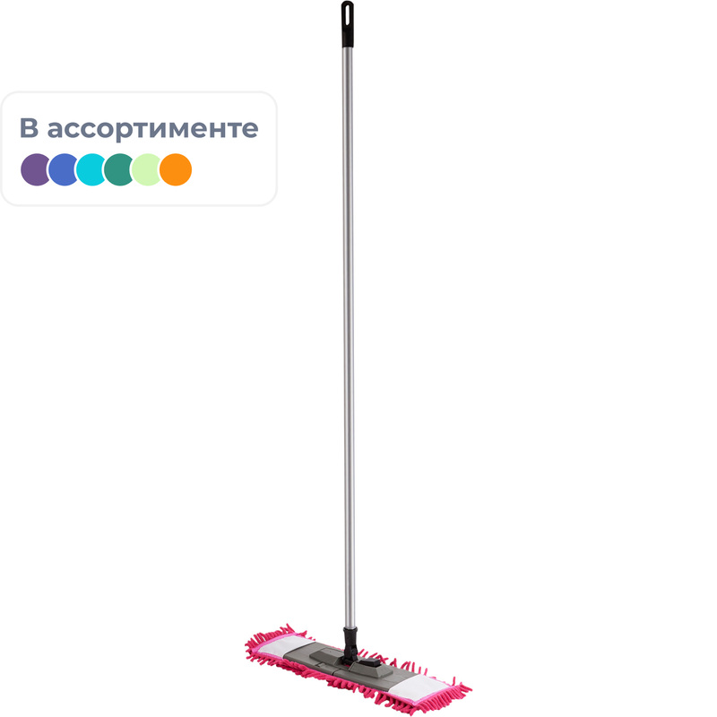 Изображение товара Швабра флаундер плоская Spin&Clean Chenille 42x13 см рукоятка 120 см Россия
