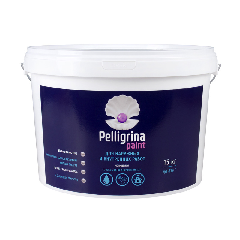 Изображение товара Краска для фасадов Pelligrina Paint белоснежная матовая 15 кг (РР-010)