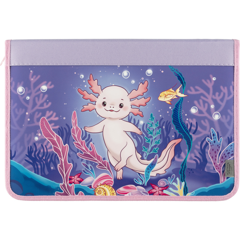 Изображение товара Папка для труда Комус Класс Аксолотль А4 с молнией из картона