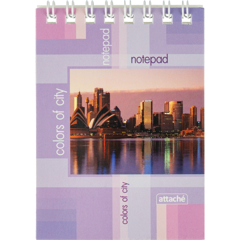 Изображение товара Блокнот Attache Города А7 40 листов разноцветный в клетку на спирали (74х105 мм)