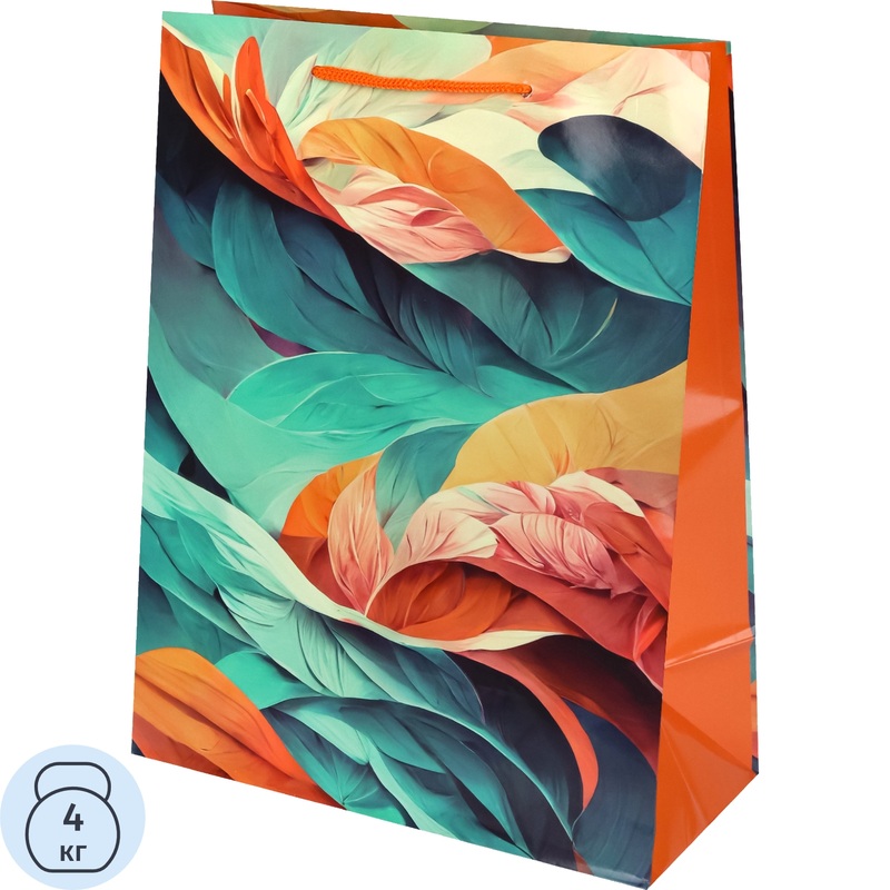 Изображение товара Подарочный пакет Miland Яркие пёрышки 32.7x26.4x13.6 см с ламинацией