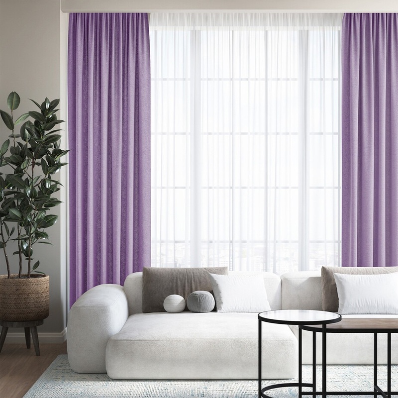 Изображение товара Штора Волшебная ночь Рогожка 165x270 см сиреневая натуральная ткань