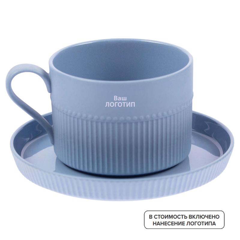 Изображение товара Чайная пара Pastello Moderno 250 мл синий фарфор с деколью 12 шт