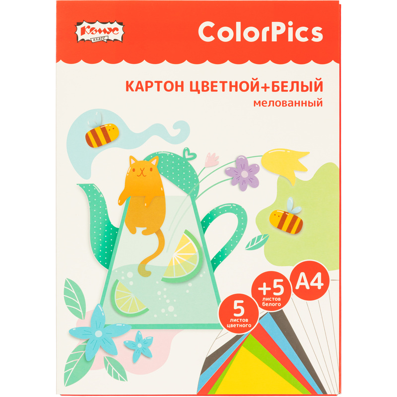 Изображение товара Набор цветного картона и бумаги Комус Класс (А4, 10 листов, 6 цветов)