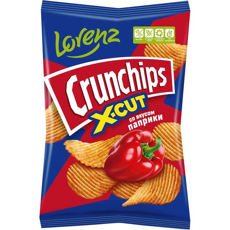 Изображение товара Чипсы Lorenz Crunchips X-Cut со вкусом паприки 130 г, рифлёные, Россия