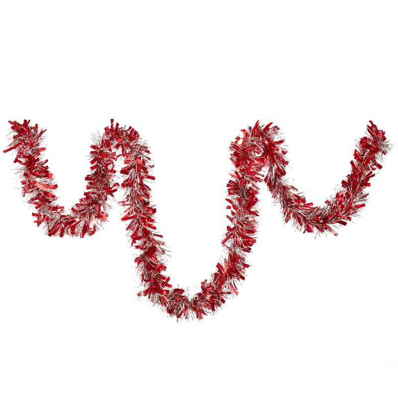 Изображение товара Мишура ёлочная новогодняя красная и серебристая 200см
