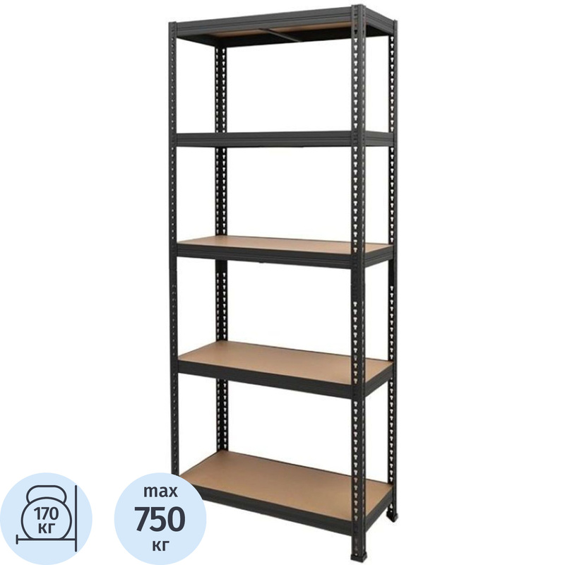 Изображение товара Стеллаж металлический Практик SBL с 5 полками, 750x350x1800 мм