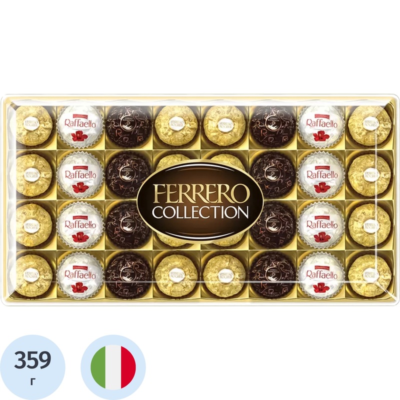 Изображение товара Конфеты Ferrero Collection ассорти в пластиковом подарочном наборе 359 г Изображение товара Конфеты Ferrero Collection ассорти в пластиковом подарочном наборе 359 г