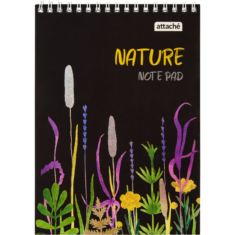 Изображение товара Широкий выбор блокнотов А5 Attache Nature Black Flowers с классической спиралью и дизайном цветов