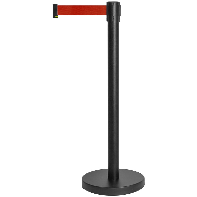 Изображение товара Стойка ограждения Alt с вытяжной лентой (черный, лента красная 5 м)