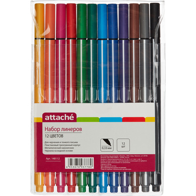 Набор линеров Attache Rainbow 12 цветов (толщина линии 0.33 мм) – купить по выгодной цене в интернет-магазине | 148112