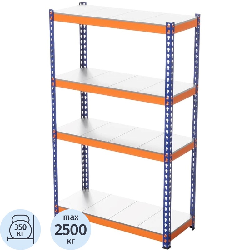 Изображение товара Металлический оцинкованный стеллаж ГТС Профи-Т 4 полки 1540х655х2000 мм