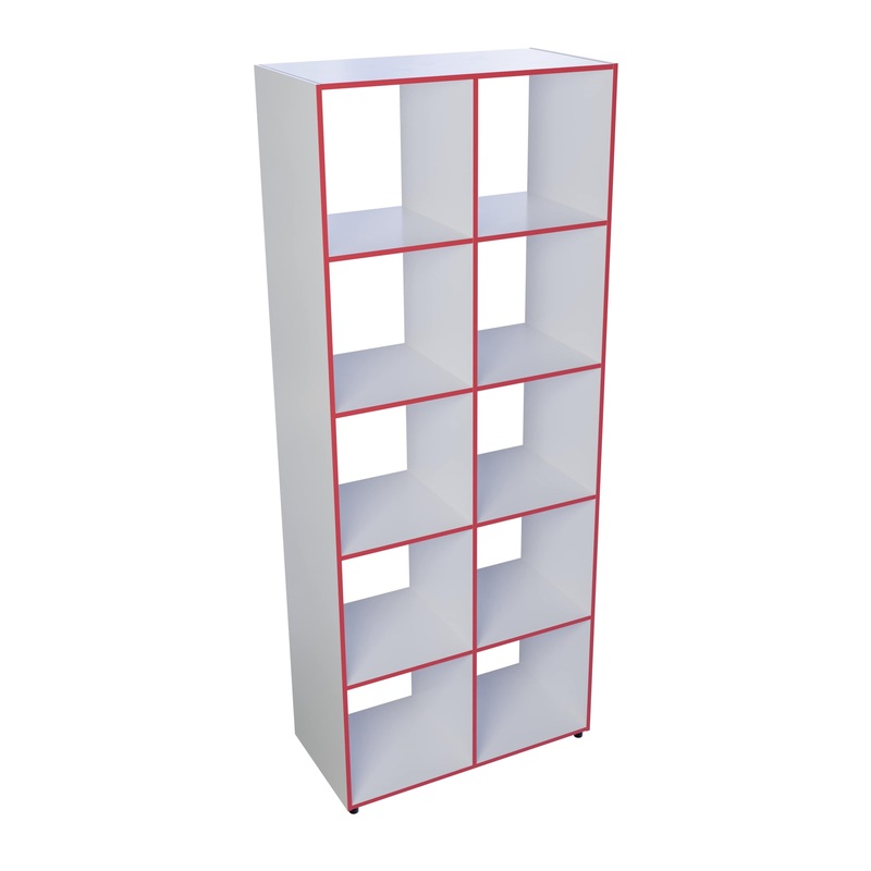 Изображение товара Шкаф открытый Точка Роста ТР10 многосекционный белый/красный 750х350х1850 мм