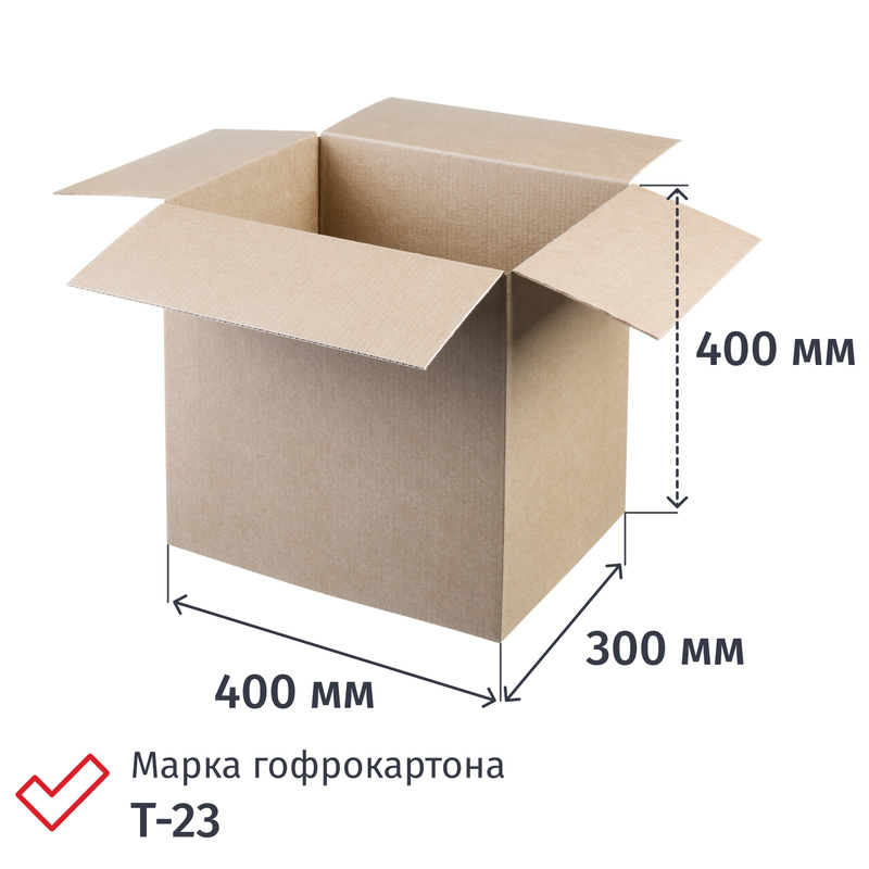 Изображение товара Гофрокороб 400х300х400 мм Т-23 профиль В бурый (20 штук в упаковке)