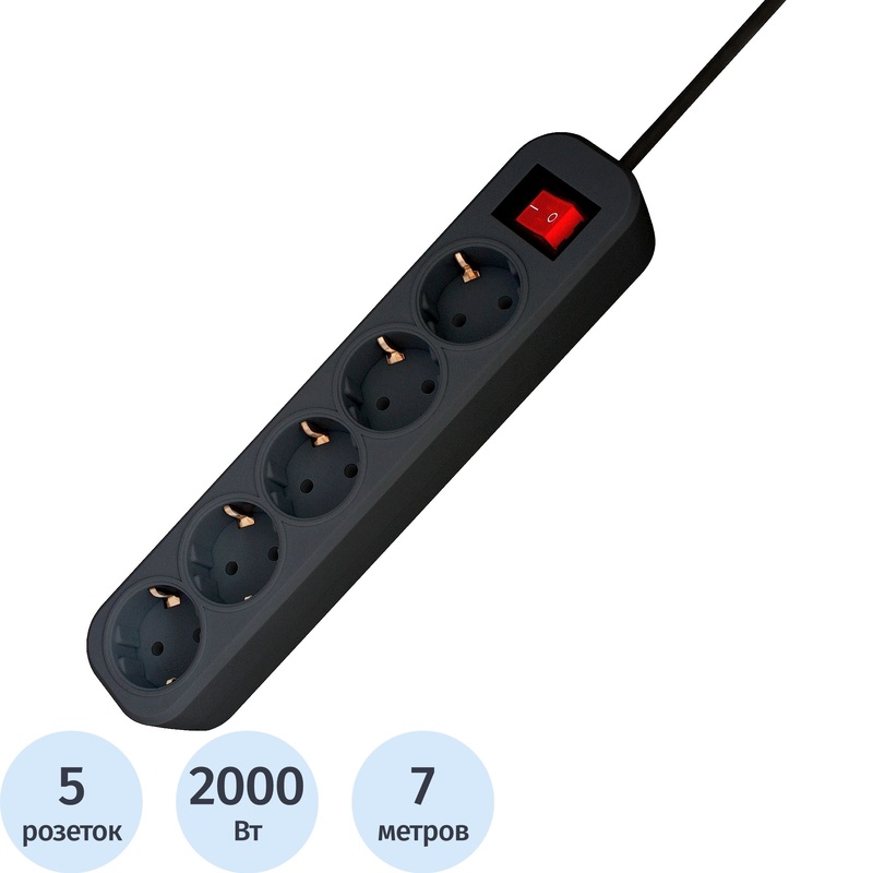 Изображение товара Сетевой фильтр PROGIX на 3 розетки + 2 USB 10 метров SF5PB7