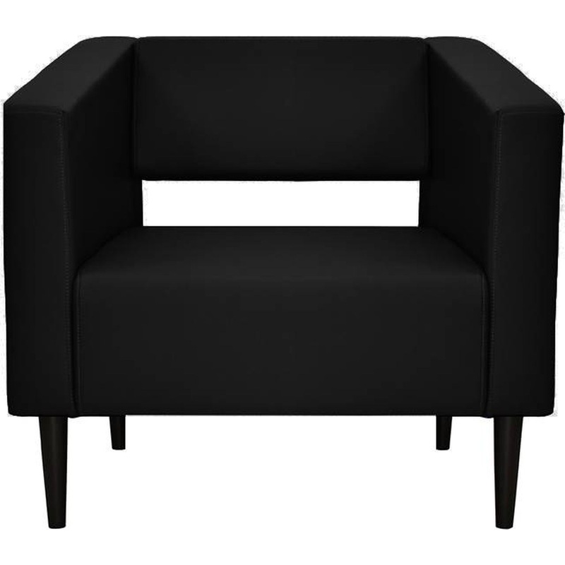 Изображение товара Кресло Ретро Р-1 чёрное из искусственной кожи с деревянными опорами