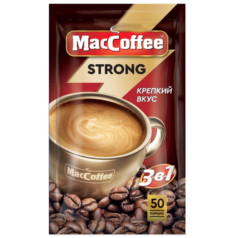 Изображение товара Кофейный растворимый напиток MacCoffee Strong 3в1 50 пакетиков 18г