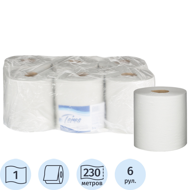 Изображение товара Полотенца бумажные рулонные с центральной вытяжкой Терес M4 1-слойные серые