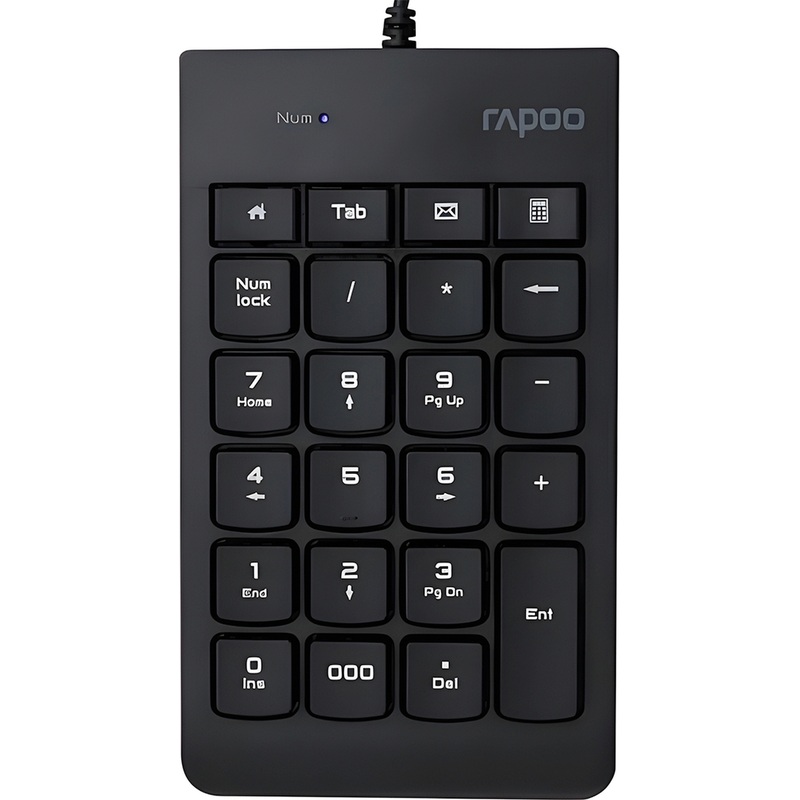 Изображение товара Клавиатура проводная Rapoo K10 с цифровым блоком USB чёрная компактная