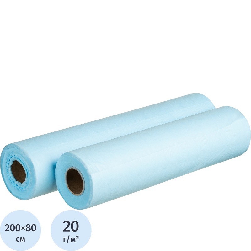 Изображение товара Одноразовая простыня Ньюфарм спанбонд голубая 200x80 см 100 штук рулон