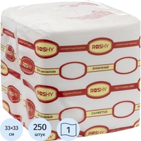Салфетки бумажные 1-слойные 33x33 см белые (250 листов в пачке)