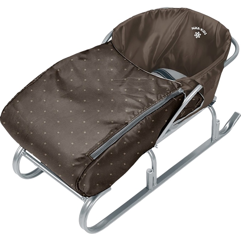 Изображение товара Универсальный матрас для санок Ника СС3/9 в горошек шоколадный 65x37x25 см