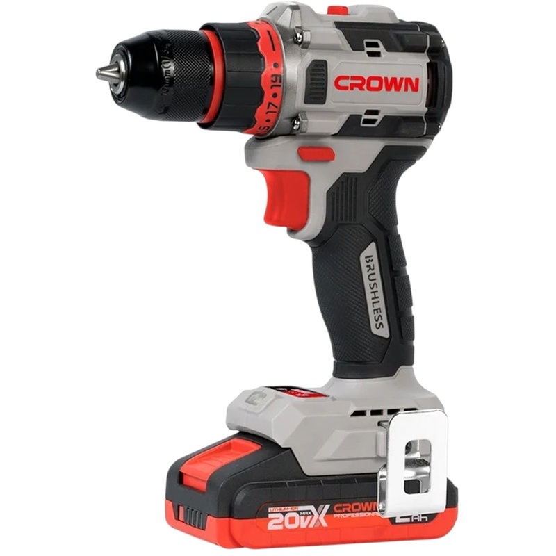 Изображение товара Аккумуляторная дрель-шуруповёрт Crown CT21128HMX-2 BMC 20 В 2 Ач кейс
