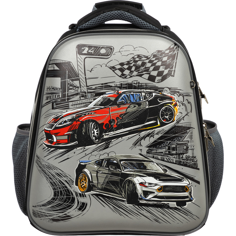 Изображение товара Школьный ранец Комус Класс Basic Тачки анатомический черный 2 отделения