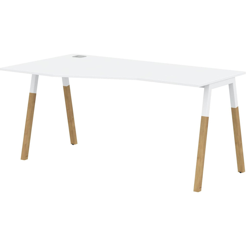 Изображение товара Стол руководителя эргономичный Forta левый (белый премиум/белый/бук, 1580х900х733 мм)