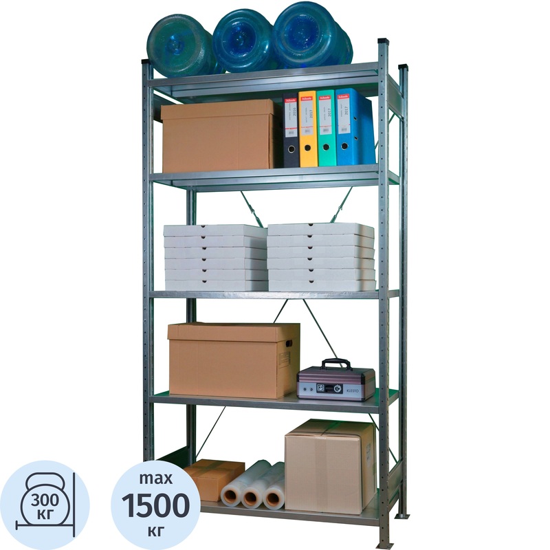 Изображение товара Стеллаж металлический Klesto НE255-612 с 5 полками 1330х600х2500 мм