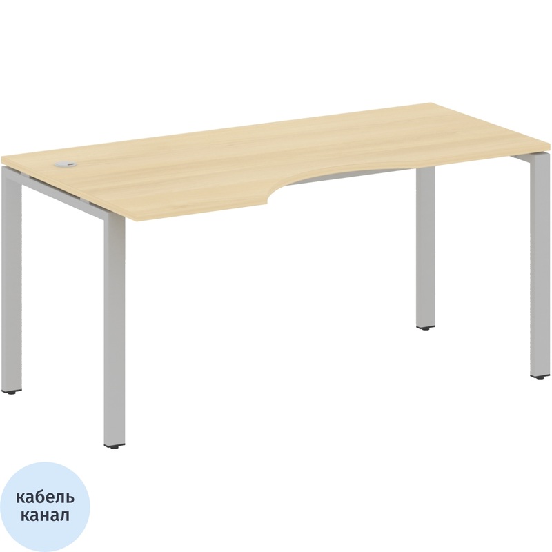 Изображение товара Эргономичный рабочий стол Metal System Style БП.СА-1 Л с кабель-каналом и регулируемыми опорами