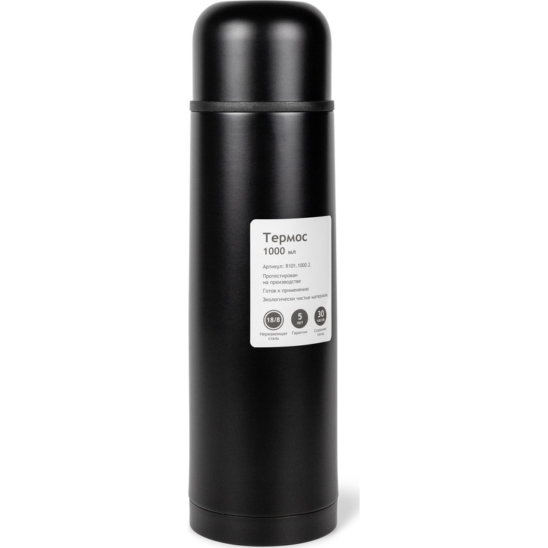 Изображение товара Термос Relaxika 101 1 л черный (стикерпак в комплекте)