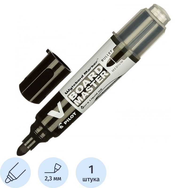 Изображение товара Перезаправляемый маркер для досок Pilot WBMA-VBM-M-BG черный 1-3 мм