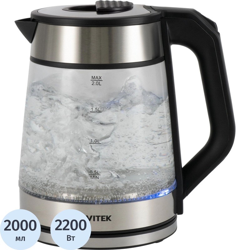 Изображение товара Электрический чайник Vitek VT-1176 серебристый 2000 мл 2200 Вт