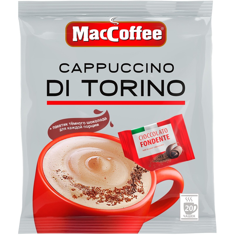 Изображение товара Кофе растворимый MacCoffee Cappuccino di Torino с шоколадом 20 пакетиков