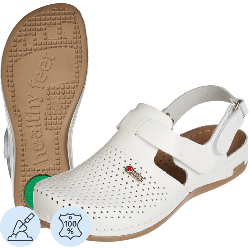 Изображение товара Женские сабо Leon MED951 из натуральной кожи белые размер 40 с ремешком