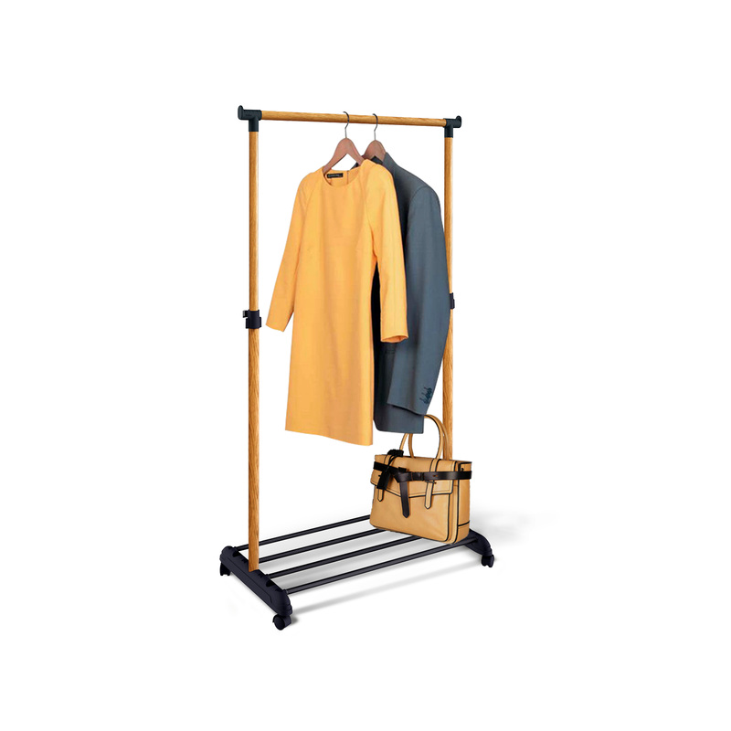 Изображение товара Вешалка гардеробная CH-4345 светлый орех/черная металлическая стильная и регулируемая