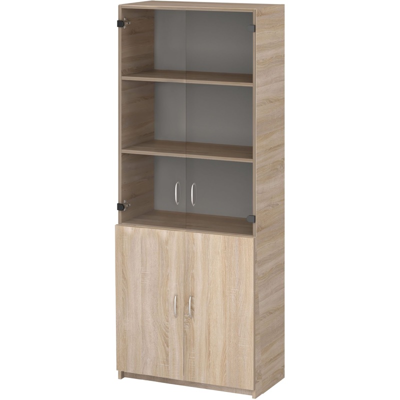 Изображение товара Шкаф для документов Бюджет 2553 со стеклом дуб сонома 716х349х1810 мм