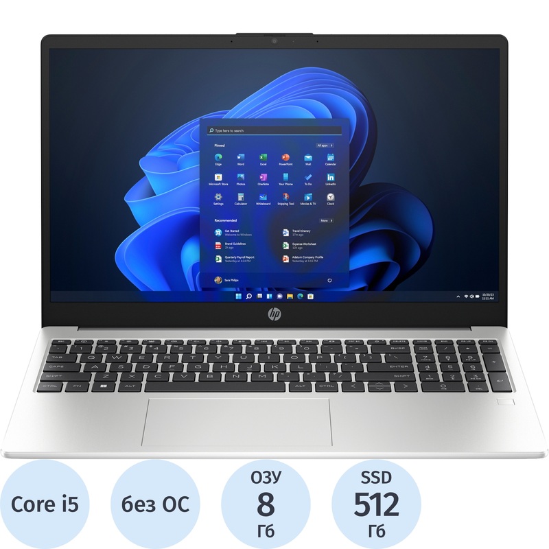 Изображение товара HP 250 G10 ноутбук 15.6 дюймов Core i5 1334U 8ГБ 512ГБ SSD без ОС