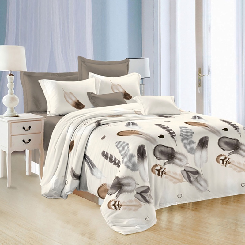 Изображение товара Комплект постельного белья Эльф Satin Collection Муна 1.5-спальное микросатин белый коричневый