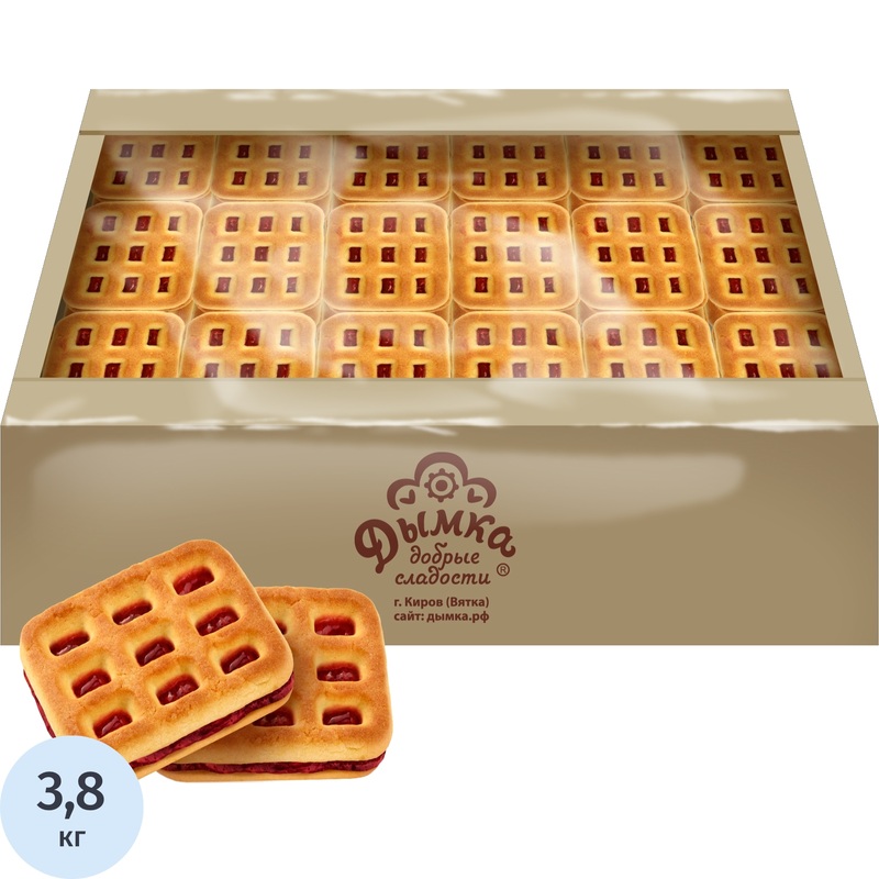 Изображение товара Печенье сдобное Дымка Вафелька с вишневой начинкой 3.8 кг