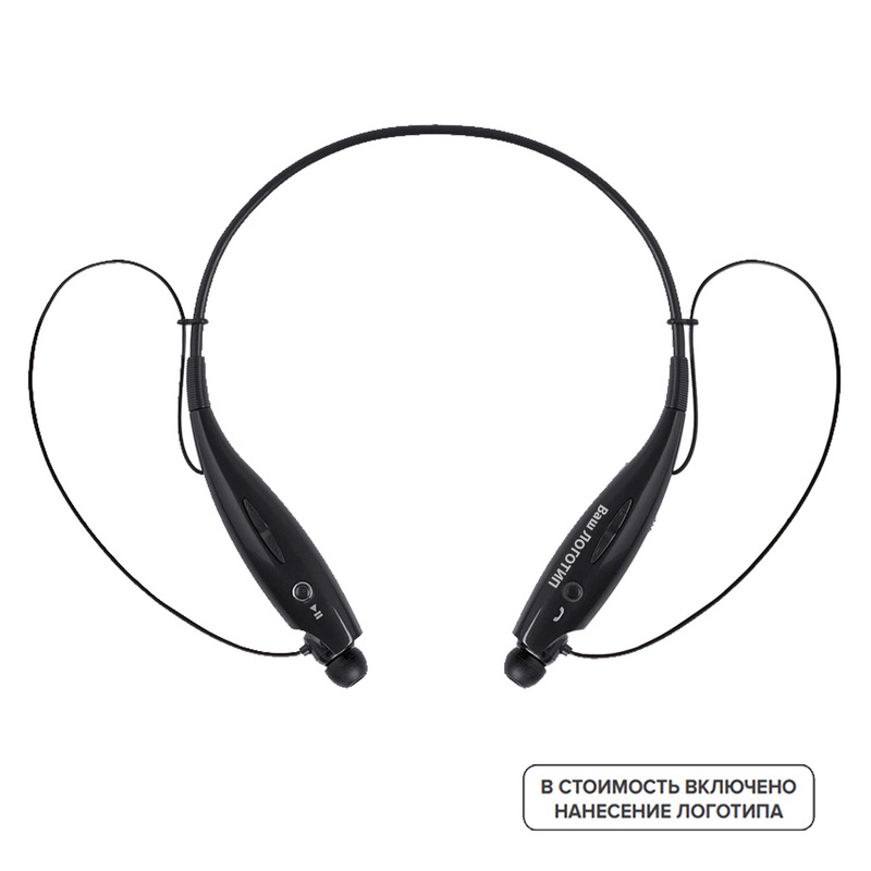 Изображение товара Наушники беспроводные stereoBand чёрные с индивидуальной одноцветной печатью (50 штук в упаковке)