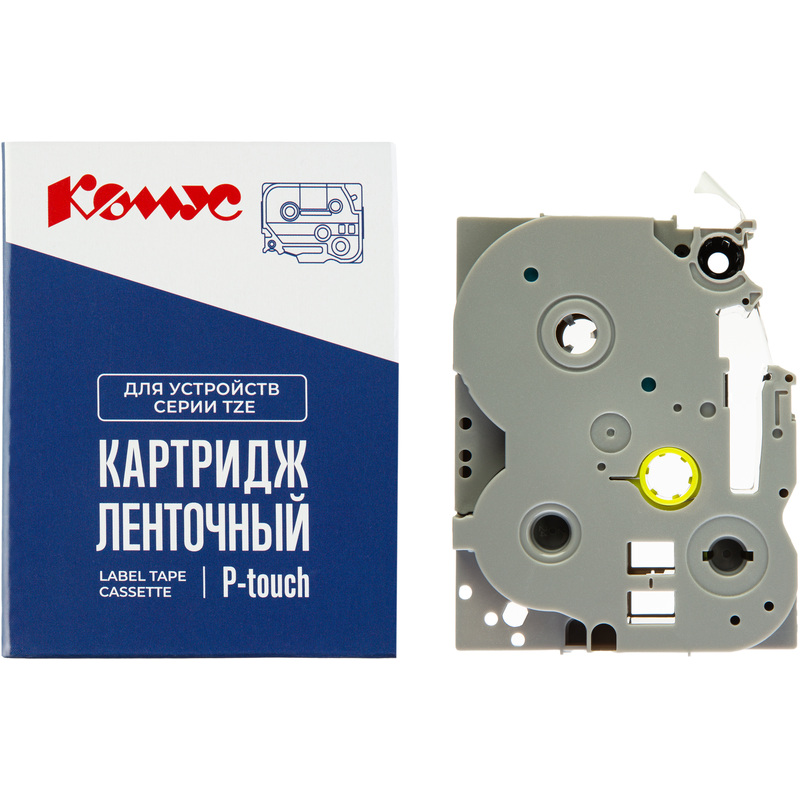 Изображение товара Картридж Комус TZE-632 для принтера Brother 12мм х 8м желтый с красным шрифтом