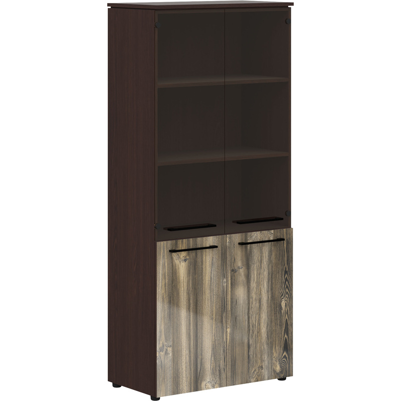 Изображение товара Шкаф для документов Morris MHC 85.2 со стеклом дуб базель и венге магия 854х423х1956 мм