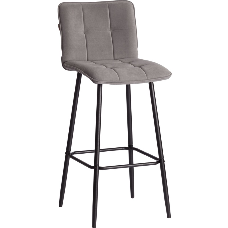 Изображение товара Барный стул TetChair Bari серый/чёрный Velur металл для кухни и гостиной