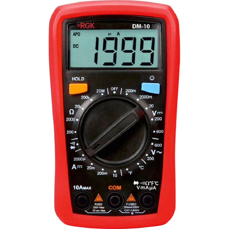 Изображение товара Цифровой мультиметр RGK DM-10 с поверкой для электросетей и температуры